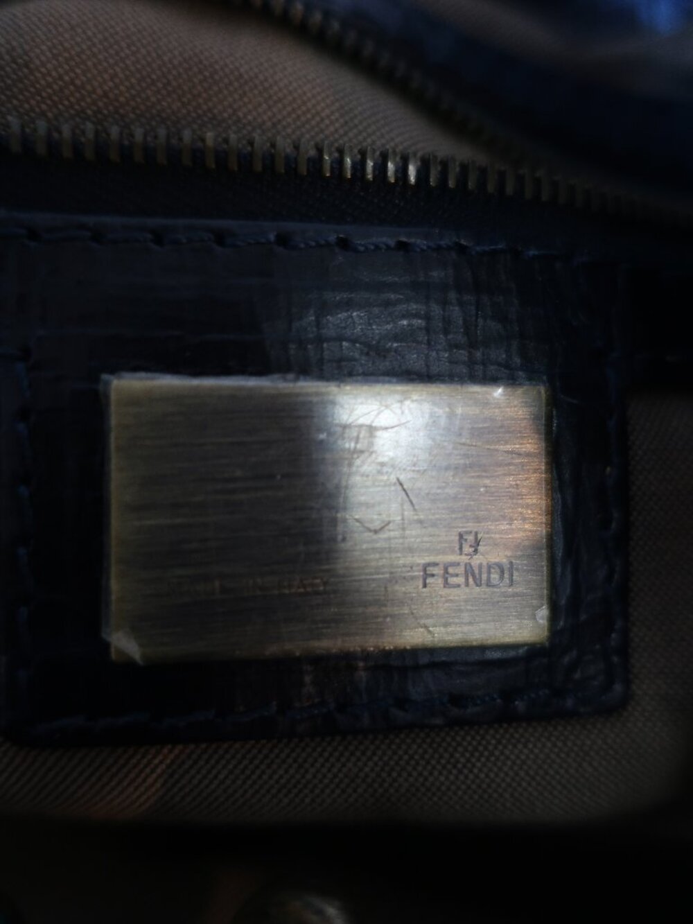 Womens Fendi Etniko Du Jour Black Pebbled Leather Handbag W/Star Hardware - Picture 15 of 16